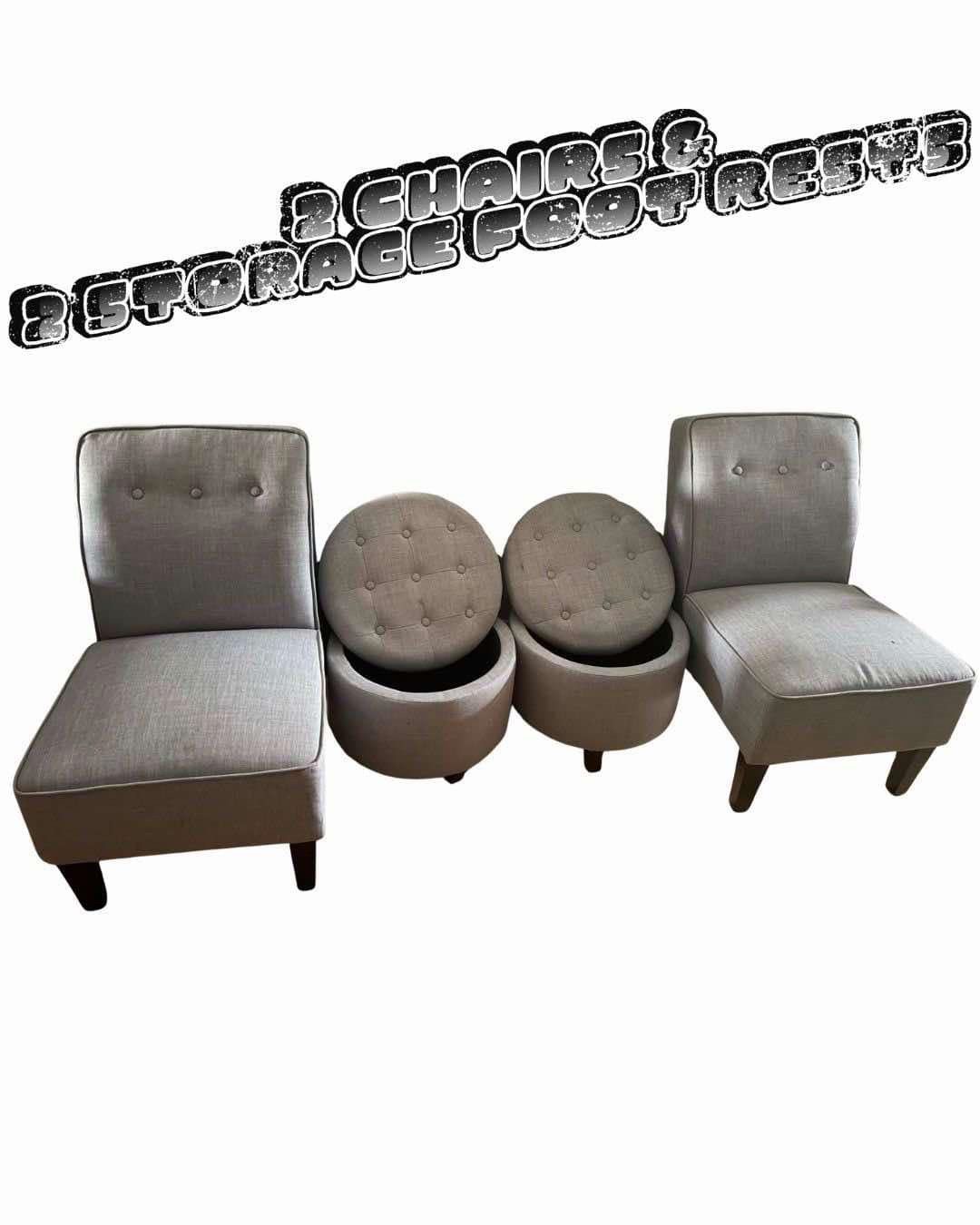 Gray chairs & storage ottomans