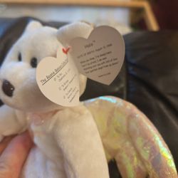 Beanie Baby Angel Bear Brown Nose (Rare)