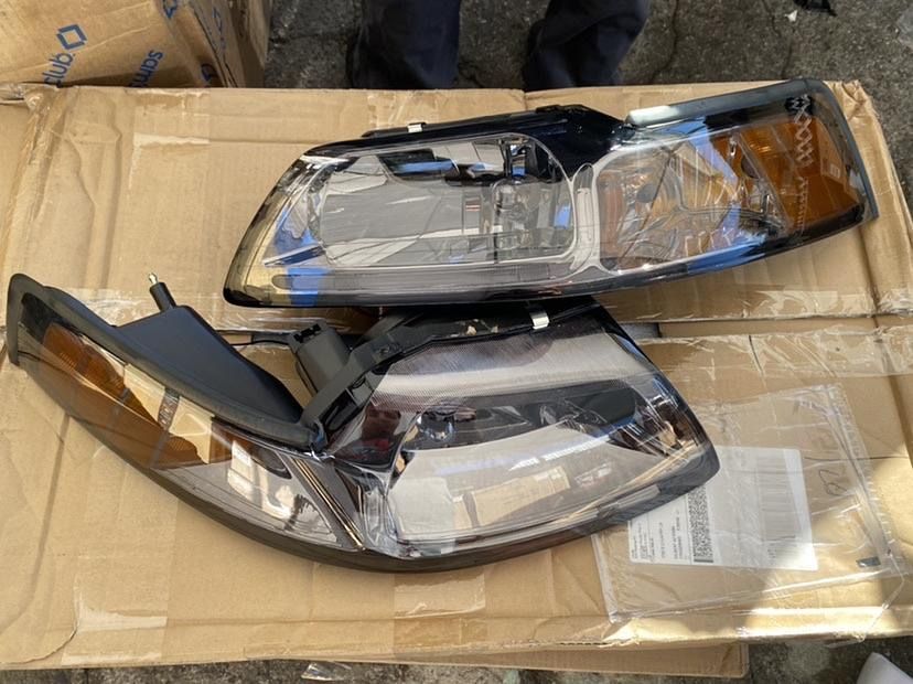 1999 to 2004 Ford Mustang DRL LED chrome headlights luces micas calaveras faros cromados