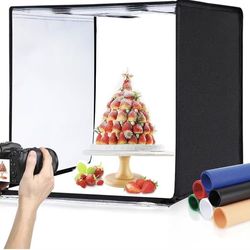 PULUZ Light Box Photography, 24x24 inch Large Photo Studio Light Box, Professional Dimmable Photo Booth with 120 LED Lights & 6 Backdrops for Jewelry 