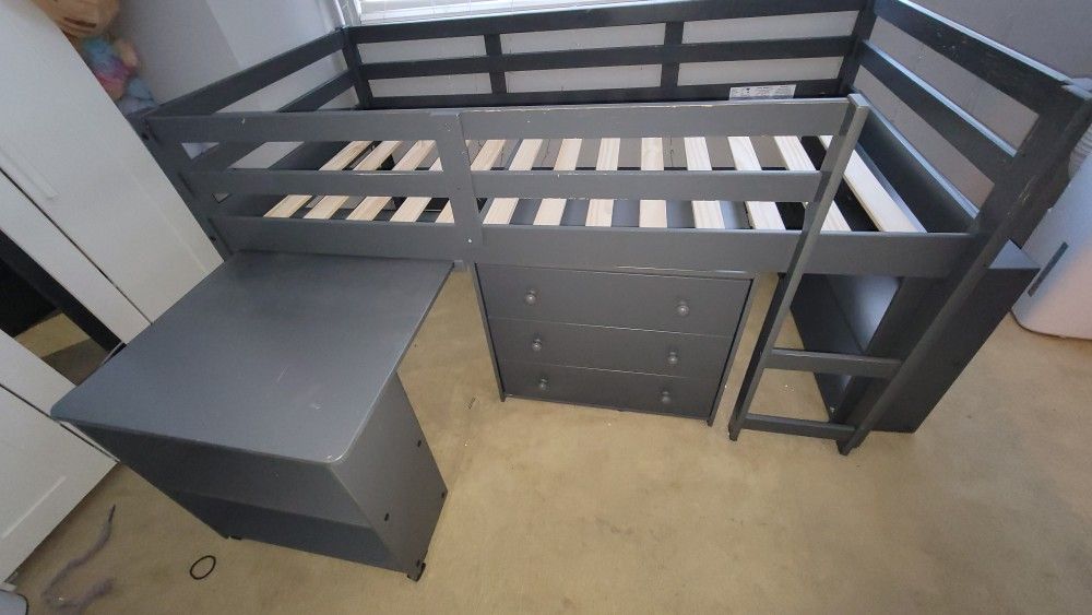 Used Twin Loaft Bed With Desk 