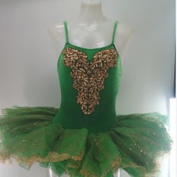 Dance Costume - Ballet/Point - Emerald Green/Gold