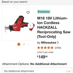 M18 18V Lithium-Ion Cordless HACKZALL Reciprocating Saw And 5.0 Battery