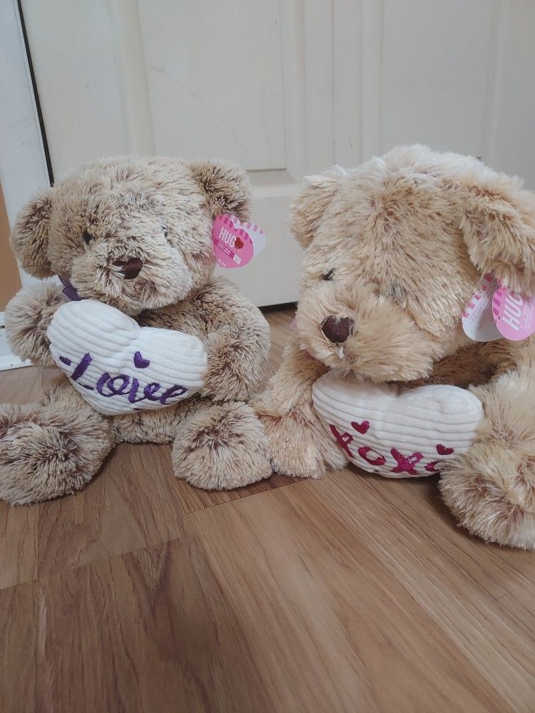 Walgreens Bear Plush XOXO Love 14 Inch Stuffed Animal Toy Tan Set Of 2