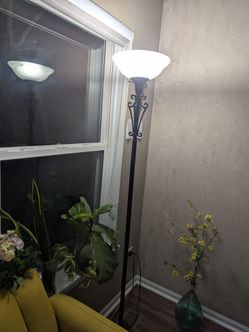 Black Torchiere Floor Lamp with White Shade