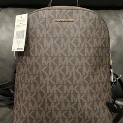 MICHAEL KORS MK LOGO CINDY WOMENS LARGE BACKPACK COLOR BROWN BLACK