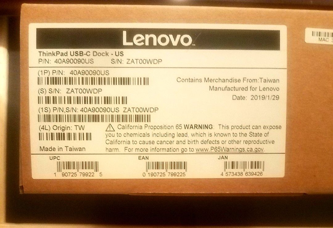 40A90090US Lenovo USB-C Dock Supports Charging For Thinkpad 13 2nd Gen