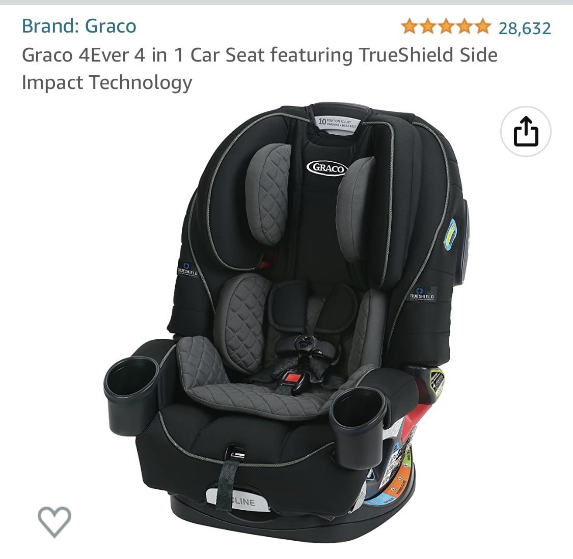 BRAND NEW Graco 4Ever 4 in 1 Car Seat featuring TrueShield Side Impact Technology