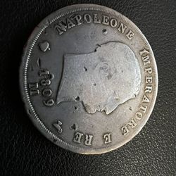 Napoleonic Italy 1809 Silver 5 Lire – Authentic