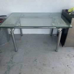 Glass Table,  Adjustable Glass Top Extends 