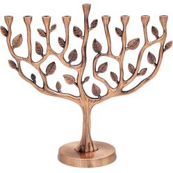 The Dreidel Company Menorah Tree of Life Antique Silver and Gold Finish (Antique Copper)