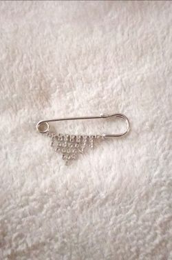 Safety Pin Rhinestoned Brooch