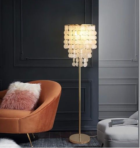 NEW IN BOX! 57" Elegant Shell Floor Lamp (3-Light, Gold Finish) π₯