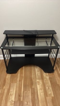 Black Glass Top Computer Desk