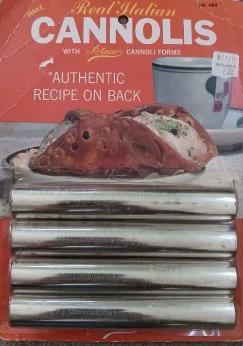 Vintage Ateco Real Italian Cannolis Metal Tubes Cannoli Forms with Recipe 660 NO