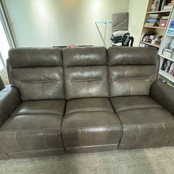 Leather Power Recliner Couch With Outlets