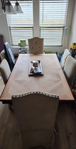 Long Wooden Table With 6 Chairs