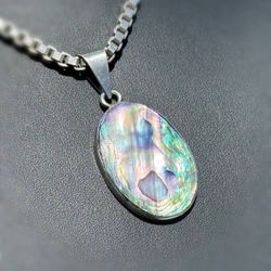Jewelry .925 sterling silver  triangle opal oval Pendant charm 12.00