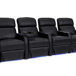 Home Theater Chairs - Power Recline - Black Italian Leather