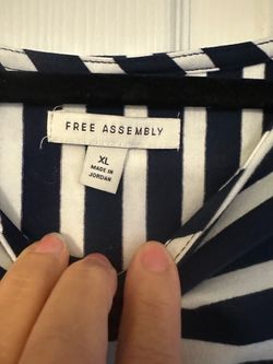 Free Assembly navy and white stripe cotton dress