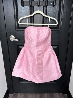 Fivsole Pink Strapless Jacquard Mini Dress Size 0 NEW