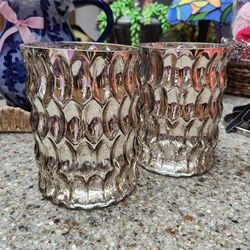 🌿🌸2 Silver Mercury Glass Candleholders🌸🌿