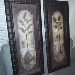 BEAUTIFUL Pair Of Tall Tree Paintings In Wooden Frames Only $20 For Both!!!