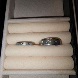 Vintage Etched White Gold Wedding Bands 