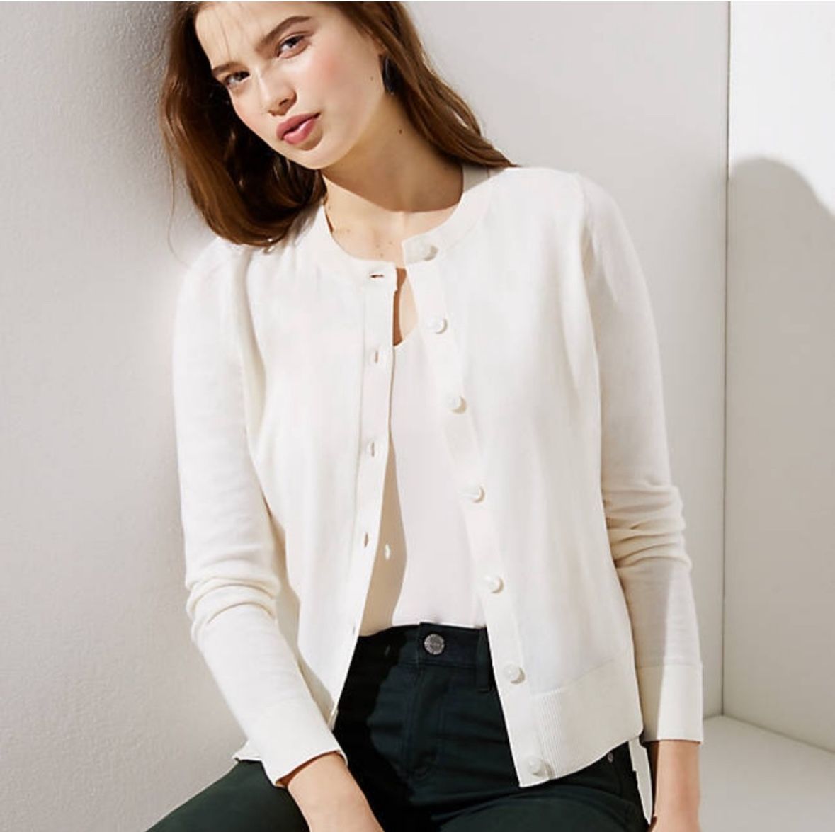 [LOFT] Signature Cardigan in Winter White
