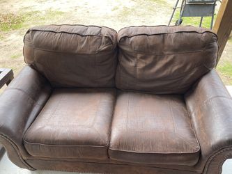 Brown Faux Leather Loveseat