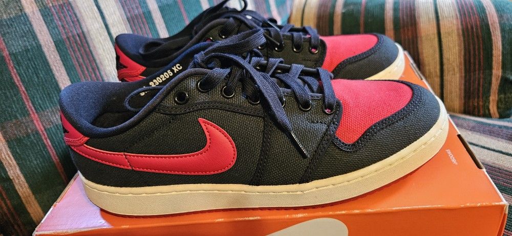 Nike 1 Air Jordan Low Size 9.5 AJKO Brand New Color Red And Black Canvas