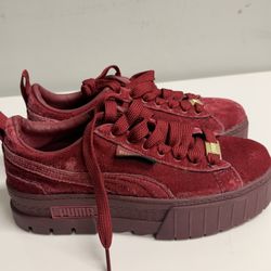 Puma Velvet Platform Sneakers Red Women’s Size 6 (EUR 36) 🔥