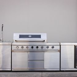 12001 3 Piece Outdoor Kitchen 6-Burner Barbecue BBQ Grill Combo with Infrared Side & Rear Burners