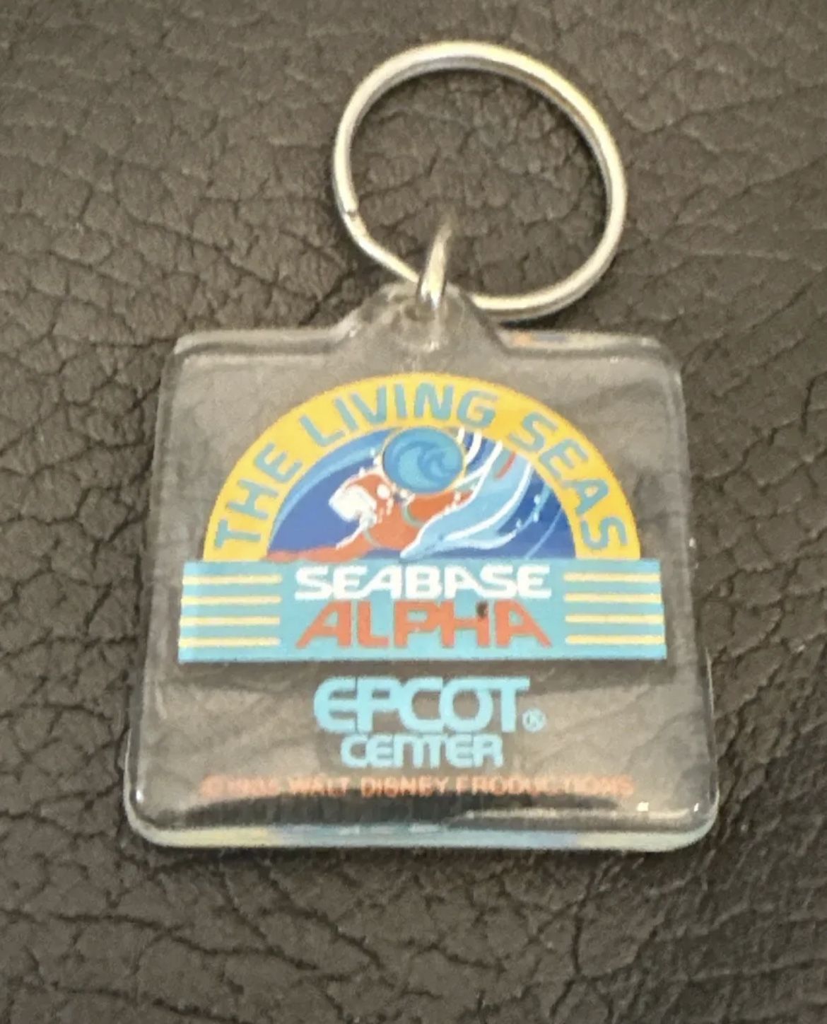 Vintage 1985 Disney Epcott Center Seabase Alpha The Living Seas Keychain