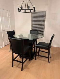 Brand New Wooden Black Round Glass High Top Dining Table Set - Chairs | Pay After Delivery 🚚 