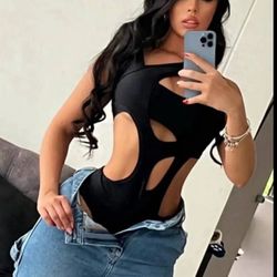 SEXY COLOMBIAN  🇨🇴 BODYSUIT CONTRAST WITH ASYMMETRICAL CUT ONE SIZE