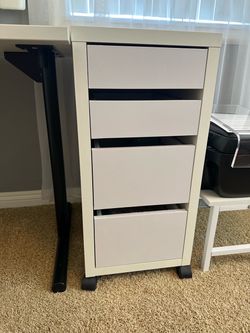 White 4-Drawer Rolling File Cabinet