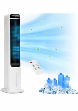 Evaporative Air Cooler fan with Remote Control, Swamp Cooler with Top & Bottom Water Refilling，New