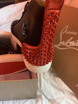 🔥 Louboutin "Pik Pik" High-Tops – Black & Red Metallic Spikes – RIZZ!