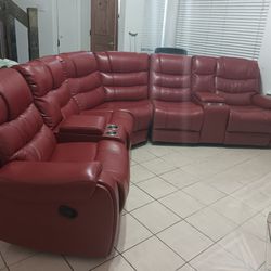 Faux Leather Recliner Sectional