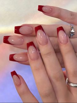Red French Tip Press-On Nails