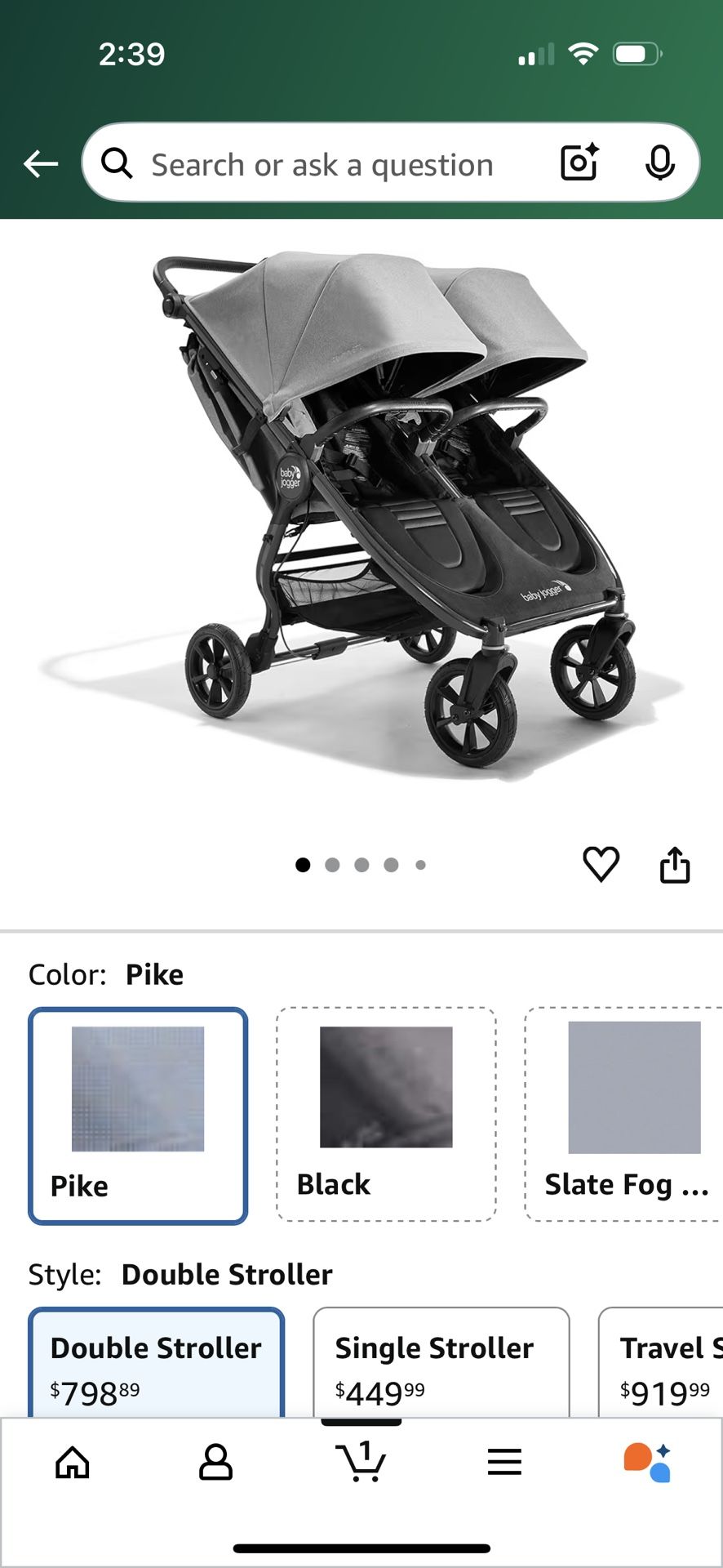 Baby Jogger City Mini GT2 All-Terrain Double  Stroller with Forever Air Rubber Tires