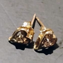 14k Yellow Gold Small Earrings With Diamond 