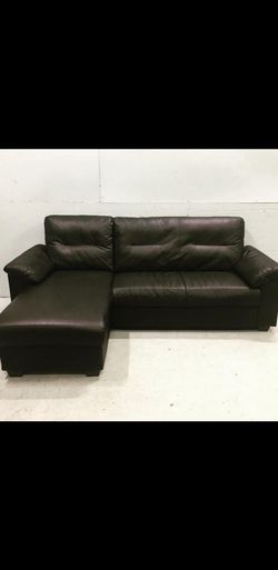 Black sectional in leather