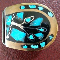 Belt Buckle Inlaid & Polished Turquoise Silver on Bronze?