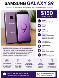 Samsung Galaxy S9 64GB Unlocked – Used – $150