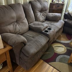 Sofa Couch 2 Piece Brown  