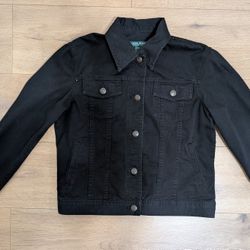 Lauren Jeans Co Ralph Lauren Denim Jacket Womens Small Black Biker Button Up