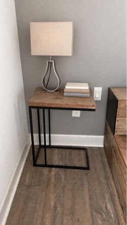 Rustic C-Shaped Side Table / Nightstand
