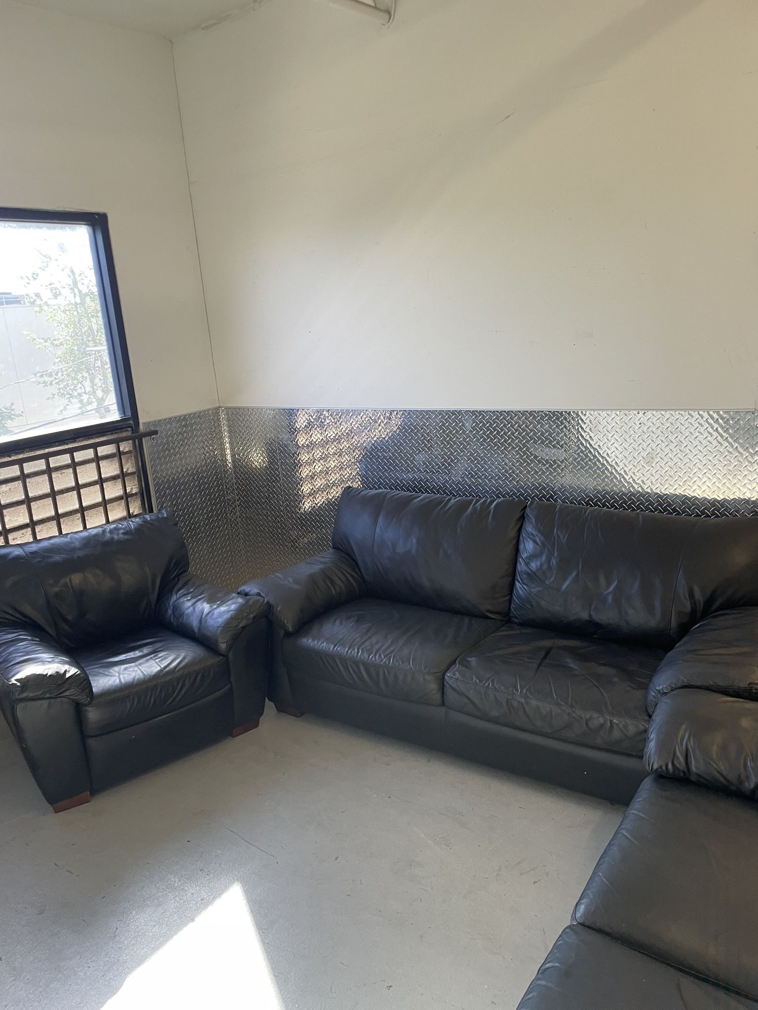 Faux Leather Loveseat And Armchair